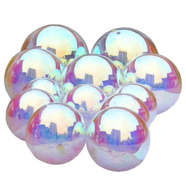 Esferas inflables metálicas - Esfera de espejo dorado gigante iridiscente Bola de decoración inflable de Pvc de Navidad para exteriores