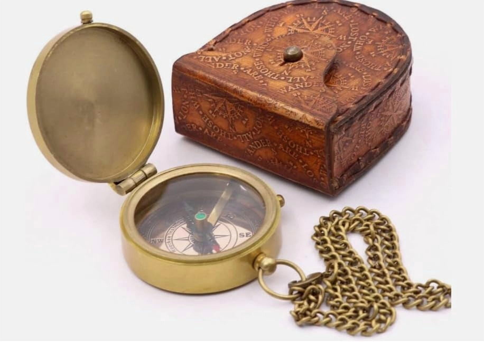 Maritime treasures  Vintage Brass Navigation Compass with Quote | Engraved Compass for Men & Women | Gift for Him or Her