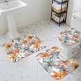 thumbnail image 3 of Retro Lily Flower Bathroom Rugs Set Orange White Floral Modernism Non Slip Absorbent Soft Bath Mats 3 Piece Set with Bathroom Rug, U-Shaped Floor Mat, Toilet Seat Cover Large Size, 3 of 9