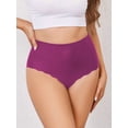 thumbnail image 2 of Women No Show High Waisted Panties Tagless Wave Edge Full Coverage Ladies Briefs  Red M, 2 of 8