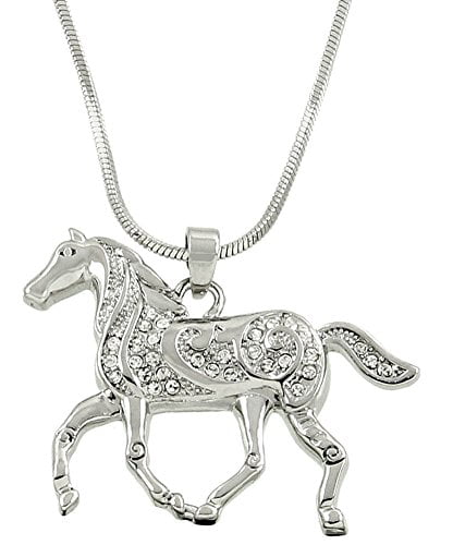 Rearing Mustang Stallion Horse 925 Sterling Silver Animal Charm Necklace Pendant 