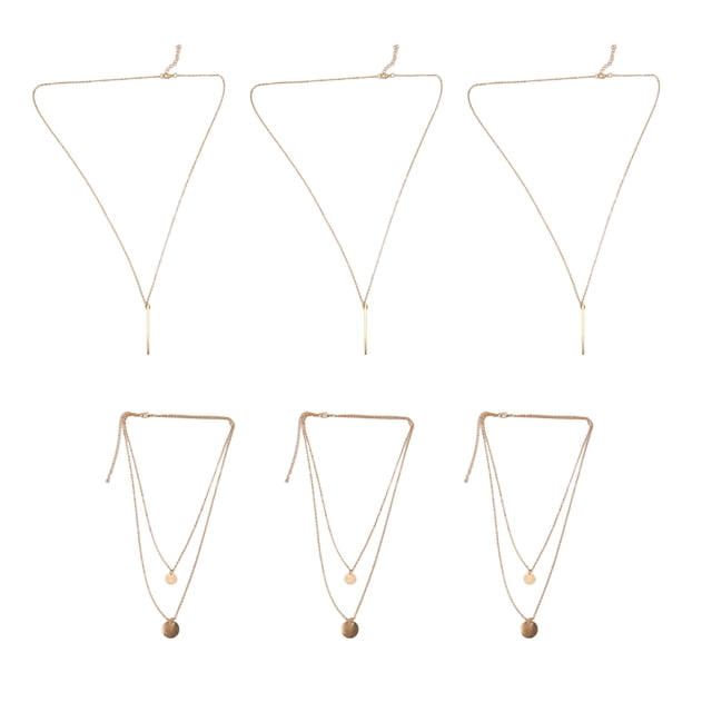 6 collares hipoalergénicos resistentes a la decoloración a prueba de herrumbre con colgante de disco en capas para mujeres y niñas, dorado