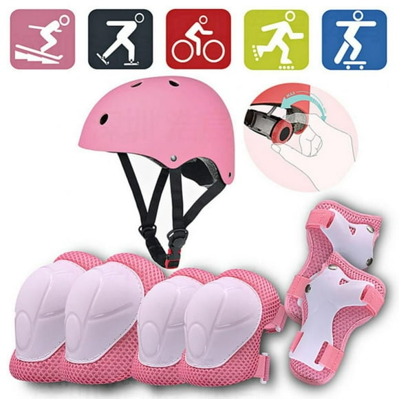 Aosijia Kids 7 in 1 Helmet and Pads Set Adjustable Kids Knee Pads Elbow Pads Wrist Guards for Scooter Skateboard Roller Skating Cycling