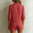 thumbnail image 5 of Polka Dot Two Piece Set for Women, Long Sleeve Button Down Shirt & Elastic Waist Shorts - Casual Summer Vacation Outfit with Pockets Red XL, 5 of 5