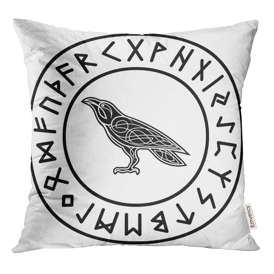 STOAG Norse Runes Bird Black Celtic Crow Knot Pattern Throw Pillowcase ...