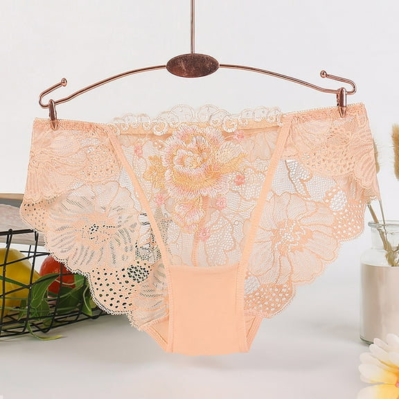 Womens Panties Lightweight Lace Sexy Triangle Breathable Cotton Plus Size Embroidery Embroidered Underwear No Show Ladies Panties