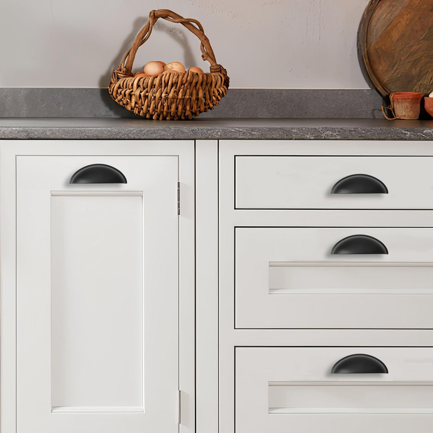 10 Pack 4" Drawer Pulls Matte Black Cabinet Cup Pulls Kitchen Hardware Cabinet Handles Drawer Handles Knobs 4 inch (102mm) Center to Center Matte Black 4 inch Hole Center Matte Black 4 inch