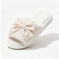 thumbnail image 4 of JUSLIO Womens House Slippers Non Slip Indoor House Slippers Open Toe Slides Slip On Fuzzy Plush Flat Sole Slippers White, 4 of 8