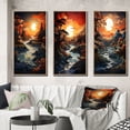 thumbnail image 1 of Designart "Moonlit Serenity Papercut Sunset II" Landscape & Nature Framed Wall Art Set Of 3 - Yellow Sunset Frame Gallery Wall Set For Home Decor, 1 of 6