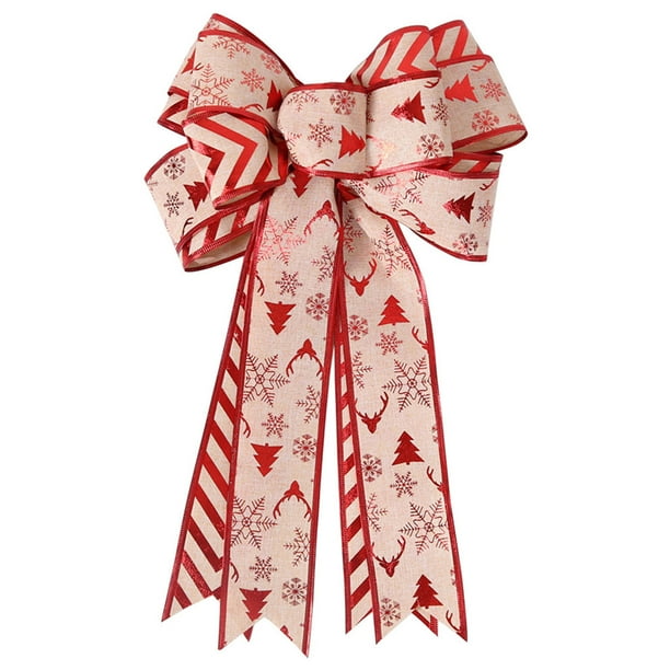 De Lino De Doble Capa, Lazo Navideño Para Decoraciones De Árboles De Navidad, Hoja De Arce A Rayas, Copo De Nieve, Decoración De Lazo Caqui Speravity HA043622-01