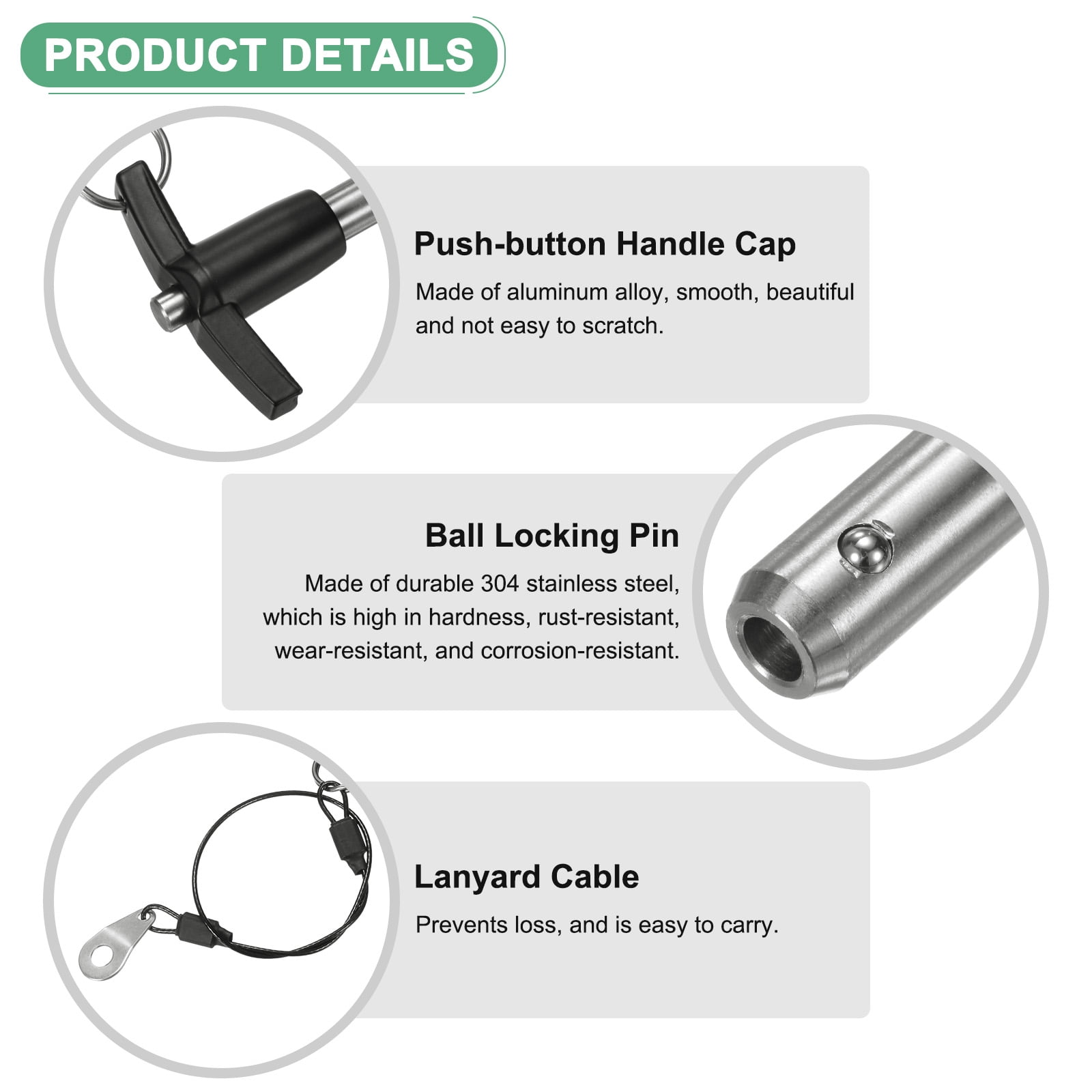 Uxcell 2Pcs T Handle Lock Pins 9.5mm Dia. 100mm Usage Long Push-Button Ball Locking Pin