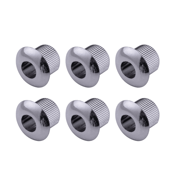 LOOKSEVEN 6Pcs Silver Guitar Tuner Bushings Ferrules, Mounting Nuts for Semi-Closed Tuning Pegs-Chorme