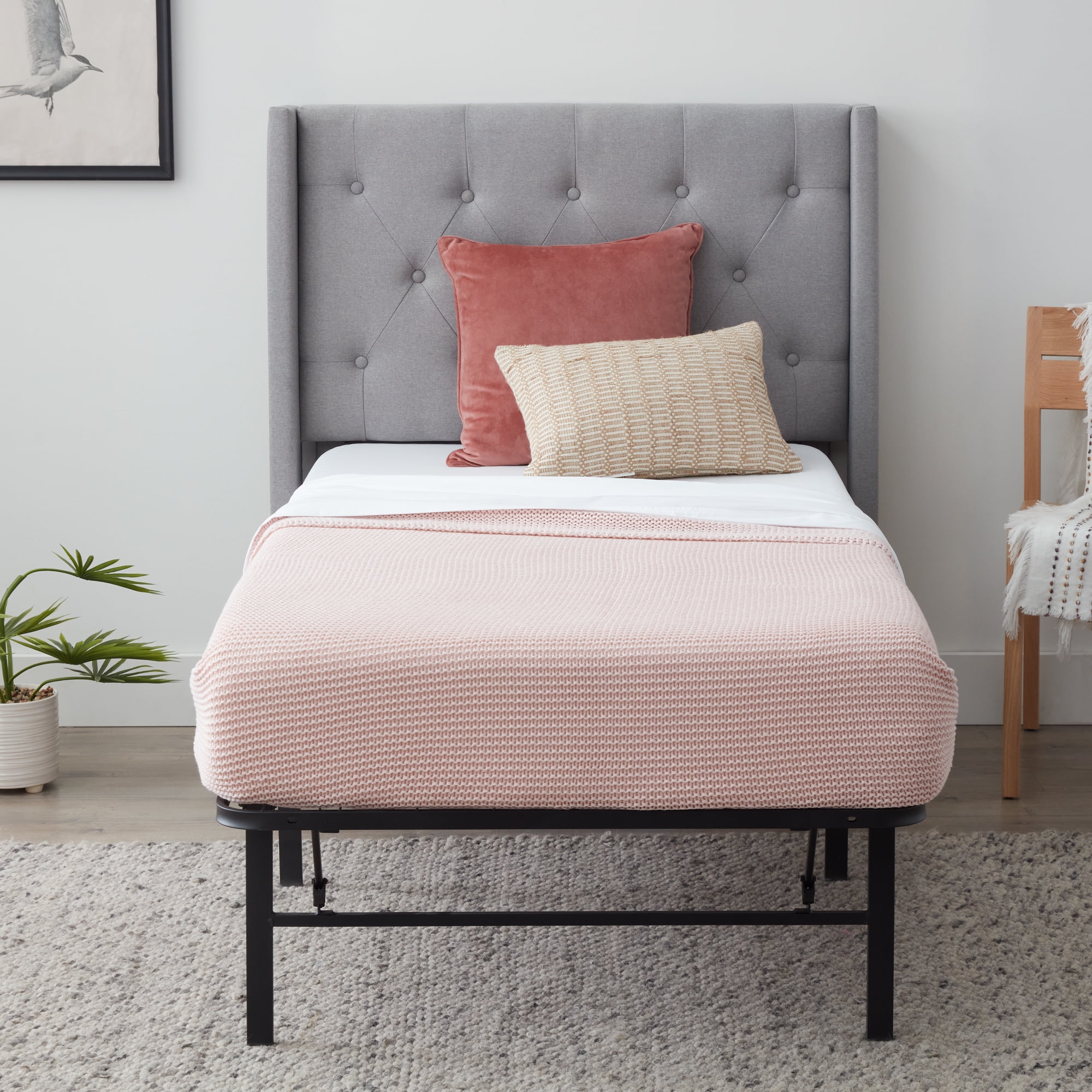 Rest Haven 14" Black Steel Platform Bed Frame, Twin