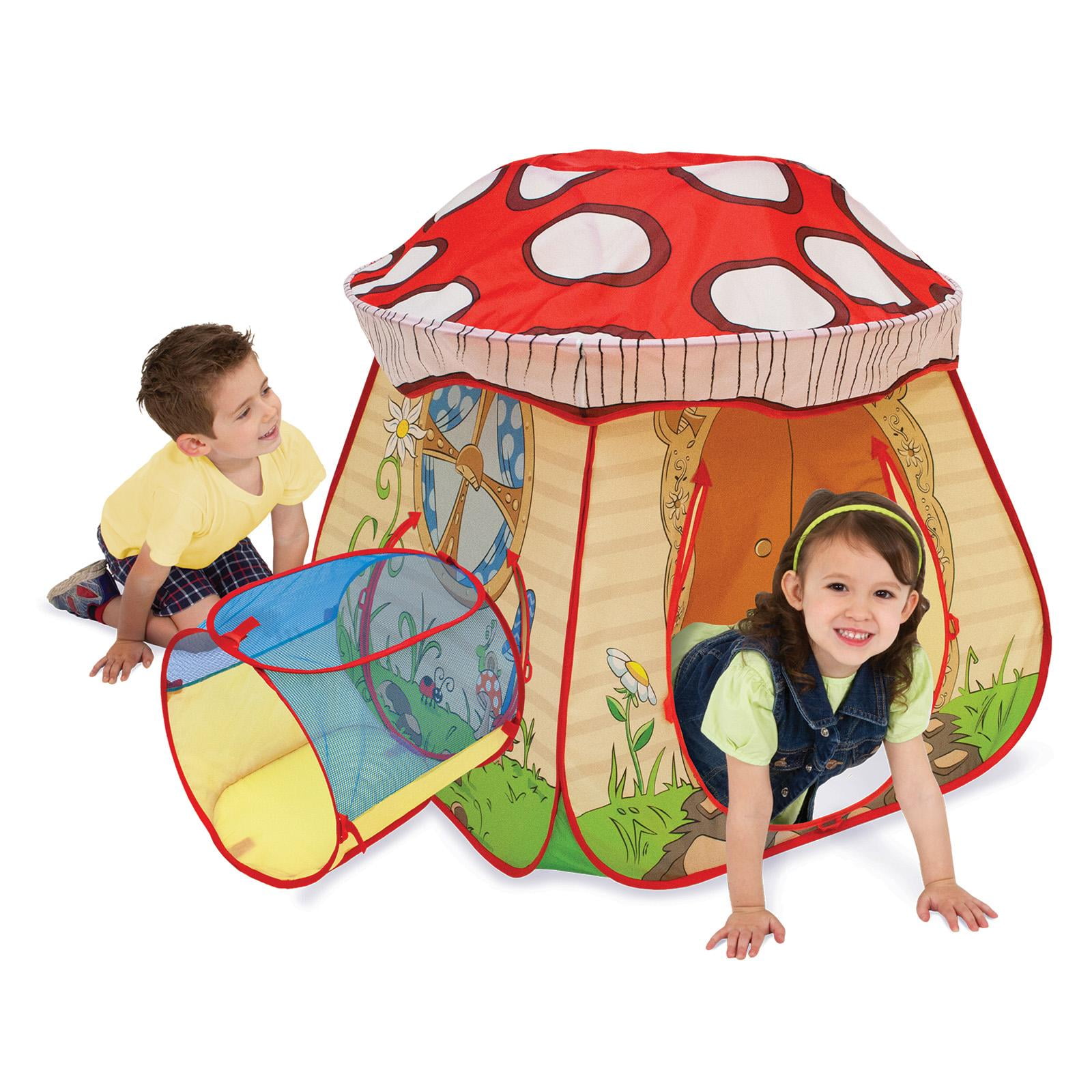 Playhut Mushroom House with EZ Twist Tunnel Polyester Play Tent, Multi ...