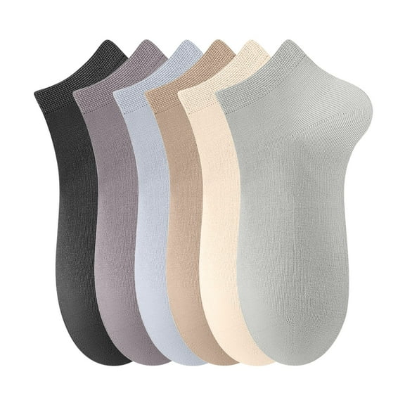 6 Pair Mens Cotton Ankle Socks Summer Sports Casual Low Cut Socks Soft Breathable Running Socks, Black/Dark Gray/Blue/Khaki/Beige/Gray