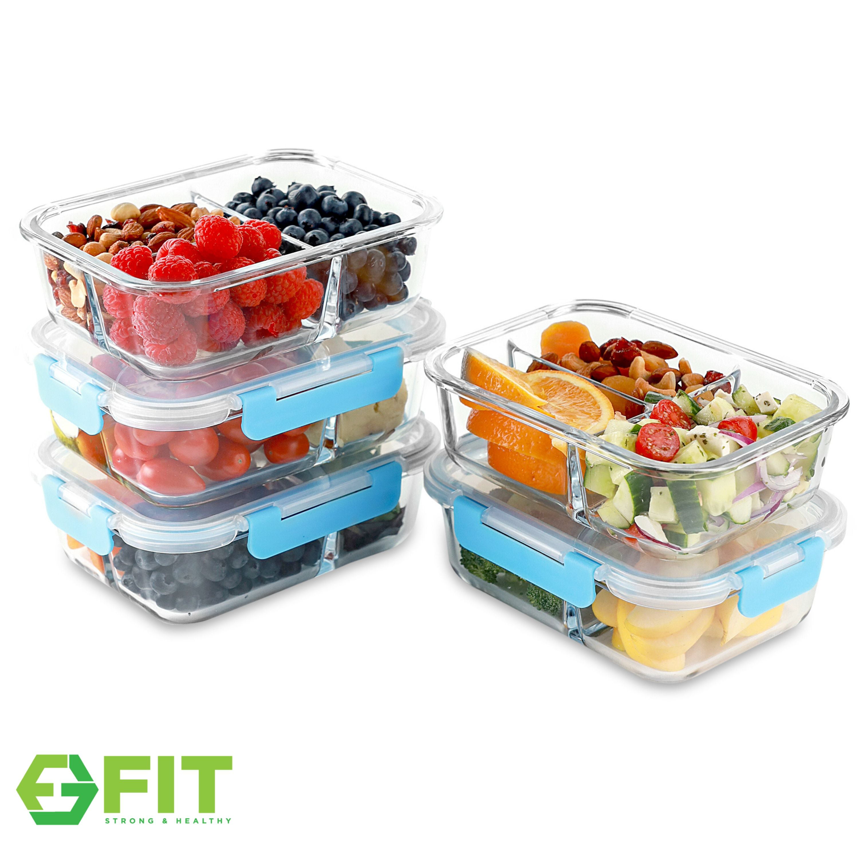 4 Glass Food Storage Containers Three Compartment Portion Control Meal Prep  with Snap on Lids, 1 unit - Kroger