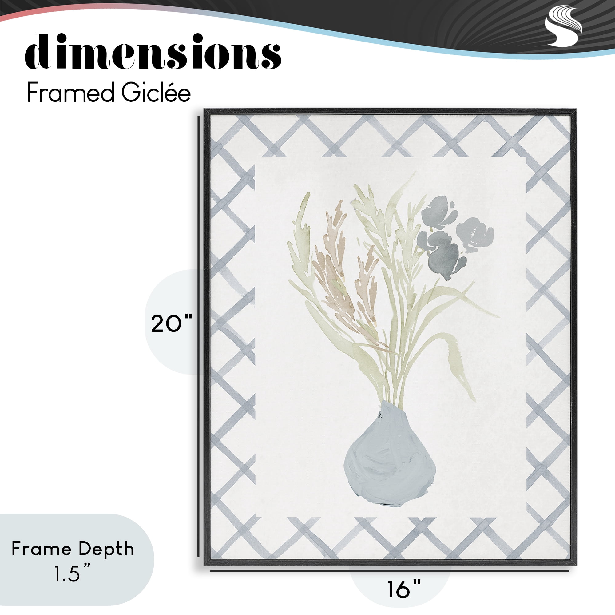 Stupell Industries Soft Blue Anna Bouquet Black Framed Giclee Art, design by Elizabeth Medley