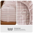 thumbnail image 3 of MooMee Gingham Sheet Set 100% Washed Cotton Linen Like Textured Extra Deep Pocket Breathable Lightweight 4-Piece (Grayish Pink, King), 3 of 8