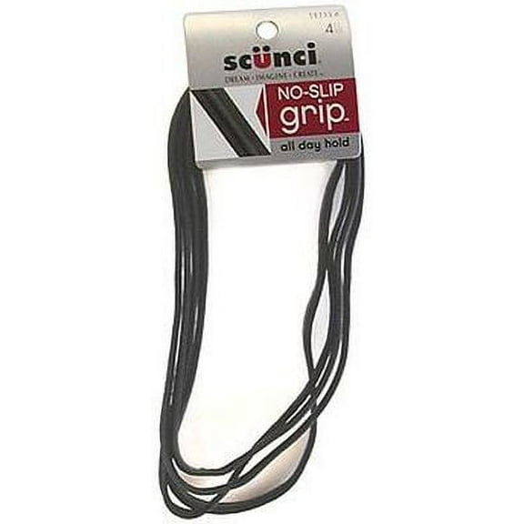 Scunci No-Slip Grip Flat Headwraps, Black 4 ea