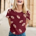 thumbnail image 2 of TSADFHJI Hauts Femmes Tendance Sortie T-Shirt Décontracté Imprimé Cool Manches Courtes Col Rond Blouse L Rouge, 2 of 5