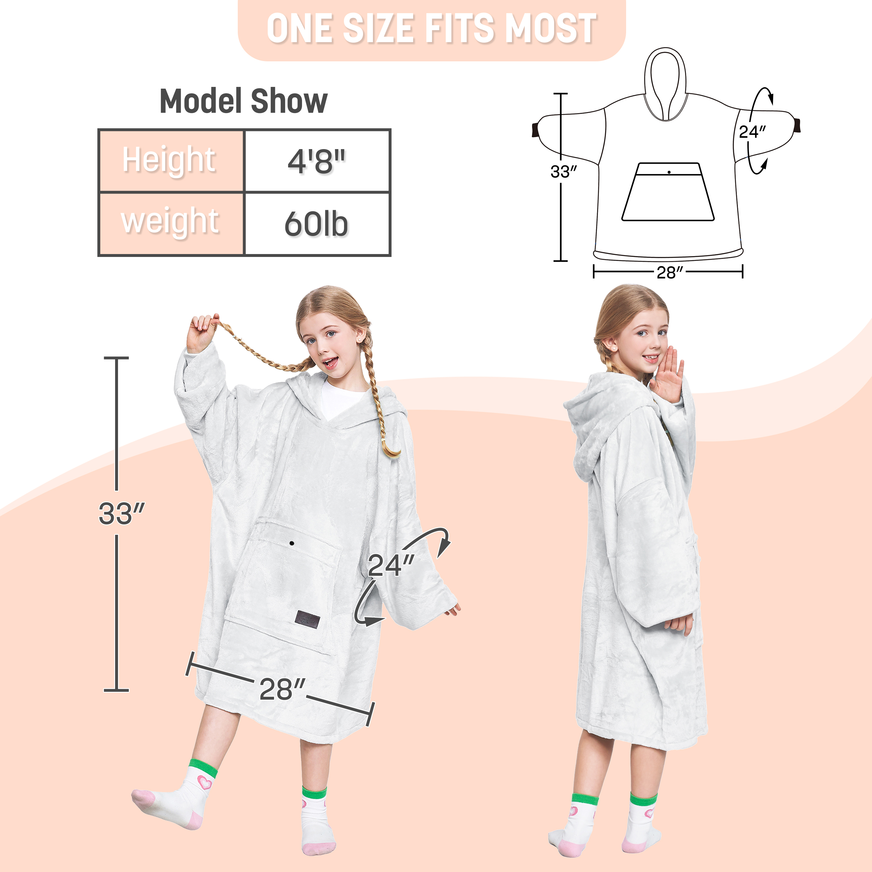 Catalonia Oversized Blanket Hoodie Sweatshirt, Fleece Pullover with Large Front Pocket, Super Soft Warm Comfortable for Teenagers Kids Youth