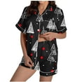 thumbnail image 2 of Fewfanhot Women's Silk Satin Pajamas Set - Luxury Button-Down Sleepwear Top and Shorts Lounge Wear for Winter Comfort in S-XXL Sizes, 2 of 5
