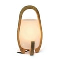 thumbnail image 2 of 15" Contemporary Wood Frame And Handle Table Desk Lamp With Lantern Style Frosted Glass Shade For Decor, Bedroom, Living, 2 of 7