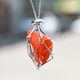 thumbnail image 4 of Natural Crystal Mesh Pocket Metal Necklace Woven Pendant Chain Mesh Pocket Pendant Rope, 4 of 4