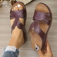thumbnail image 2 of Yyuenw Women Open Toe Crisscross Wedge Slide Sandals PU Slip On Holiday Casual Summer Walking Shoes, 2 of 9