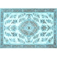 thumbnail image 1 of Ahgly Company Indoor Rectangle Medallion Light Blue Traditional Area Rugs, 2' x 3', 1 of 4