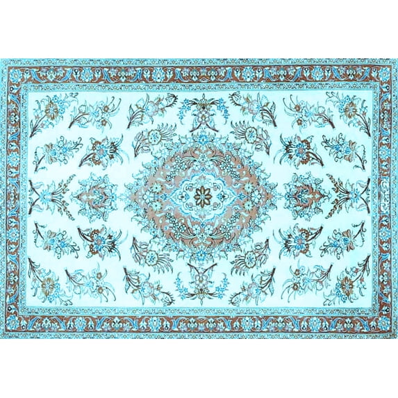 Ahgly Company Indoor Rectangle Medallion Light Blue Traditional Area Rugs, 2' x 3'