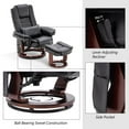 thumbnail image 6 of Mcombo Recliner with Ottoman Chair Accent Chair with Vibration Massage, Lumbar Pillow, Swivel Wood Base, Faux Leather 9096 (Black), 6 of 8
