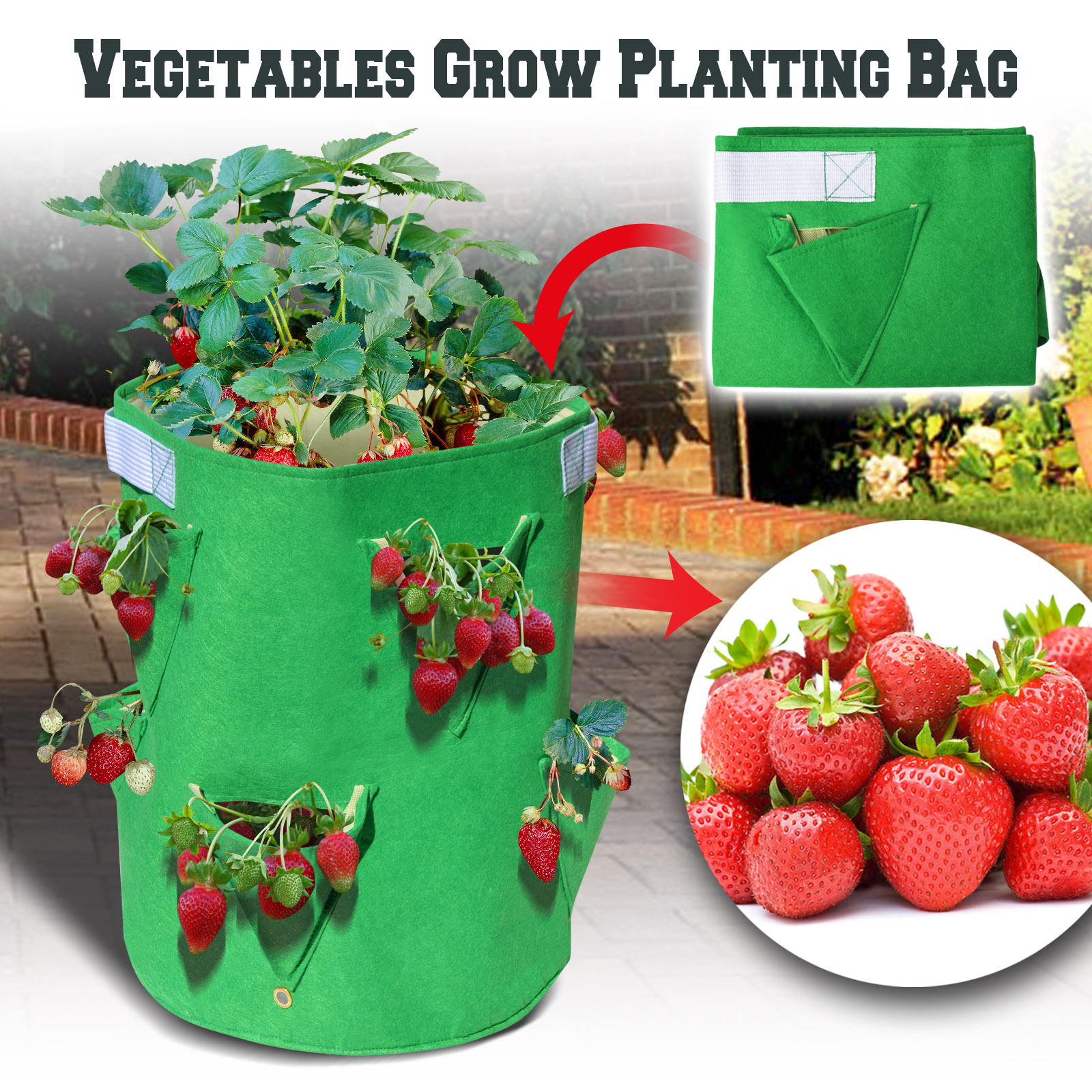 Strong Camel Planter Bag Felt Fabric Garden Planting Bag Grow Strawberry and Herb Plant Tub 3 Pack
