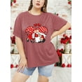 thumbnail image 4 of Anbech Plus Size Women Shirt Love Heart Crewneck Tshirt Short Sleeve Oversized Graphic Sweet Top, 4 of 7