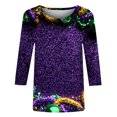 thumbnail image 5 of YUGYXL Womens Plus Size 3/4 Sleeve Tshirts Trendy Mardi Gras Fancy Mask Printed Loose Clothes Lounge Crew Neck Soft Tunic Shirts Celebration Carnival Tees Sales, 5 of 5