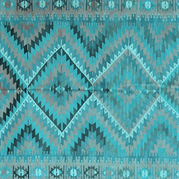 Ahgly Company Indoor Square Abstract Light Blue Contemporary Area Rugs, 3' Square