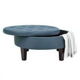 thumbnail image 4 of Partner Furniture 36" Round Faux Leather Tufted Storage Ottoman in Blue, 4 of 8