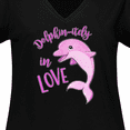thumbnail image 4 of Inktastic Dolphin-itely in Love- Cute Pink Dolphin Women's Plus Size V-Neck T-Shirt, 4 of 5