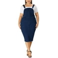 thumbnail image 2 of MODA NOVA Juniors Plus Size Adjustable Strap Back Slit Denim Overalls Dress, 2 of 6