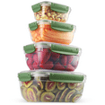 thumbnail image 3 of Superio Plastic Airtight Food Storage Containers, Set of 4 Sealed Clear Container Bowls with Lids, BPA Free, Rectangular, Green, 3 of 3