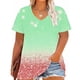 thumbnail image 2 of Tamaño Más Manga Corta Tops para la Impresión de Cuello en V de las Mujeres, Color Sólido Base de Verano Camiseta Casual, 2 of 4