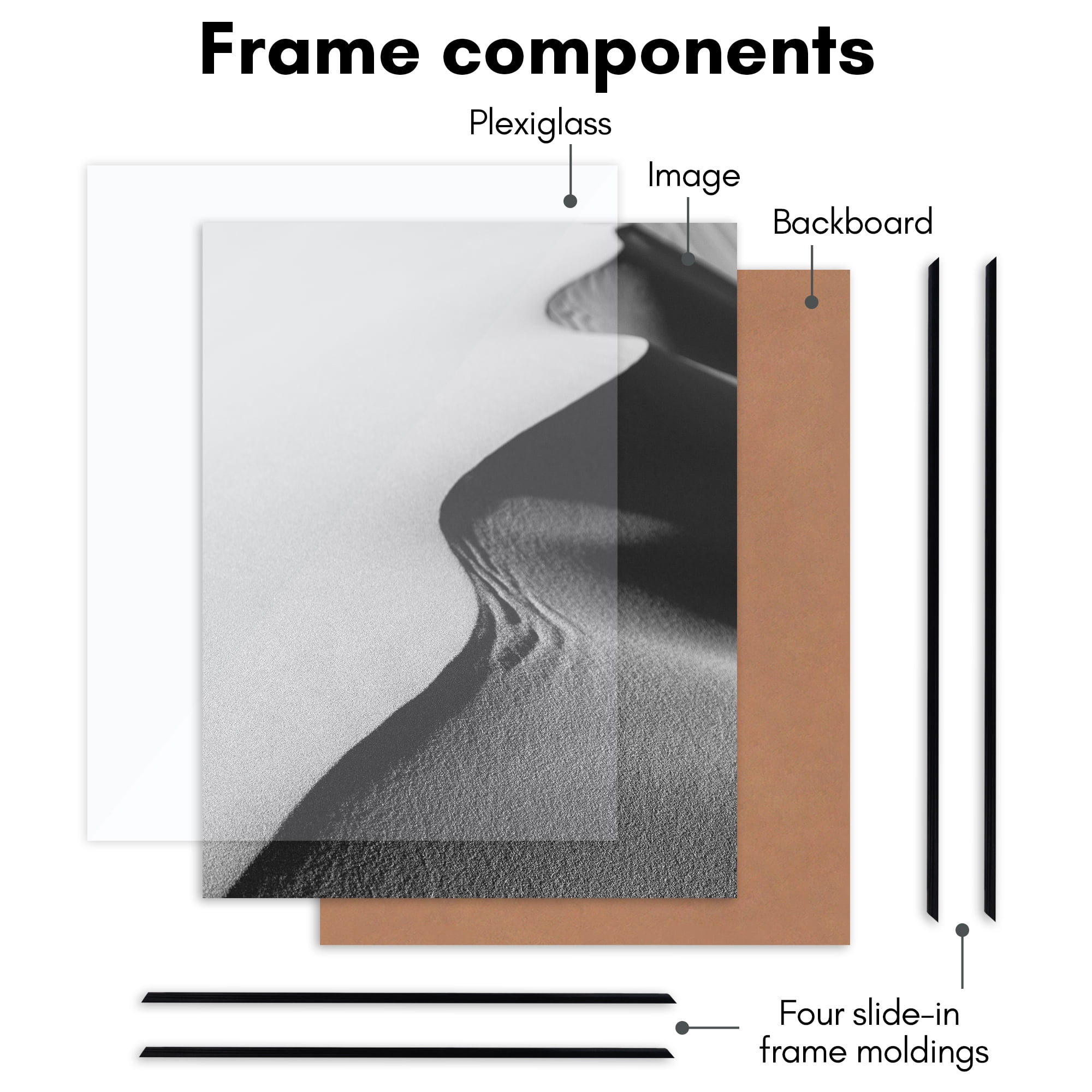 Americanflat 22x28 Poster Frame 3 Pack Polished Front Cover Slide Photo Buildable Molding Fusion Wall - Black