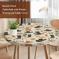 thumbnail image 3 of Western Cowboy Round Tablecloth 55-60 Inch Round Fitted Table Cloth with Elastic Edge, Country Vintage Art Boots Desert Waterproof Table Cover Protector for Outdoor Picnic Party Dining, 3 of 6
