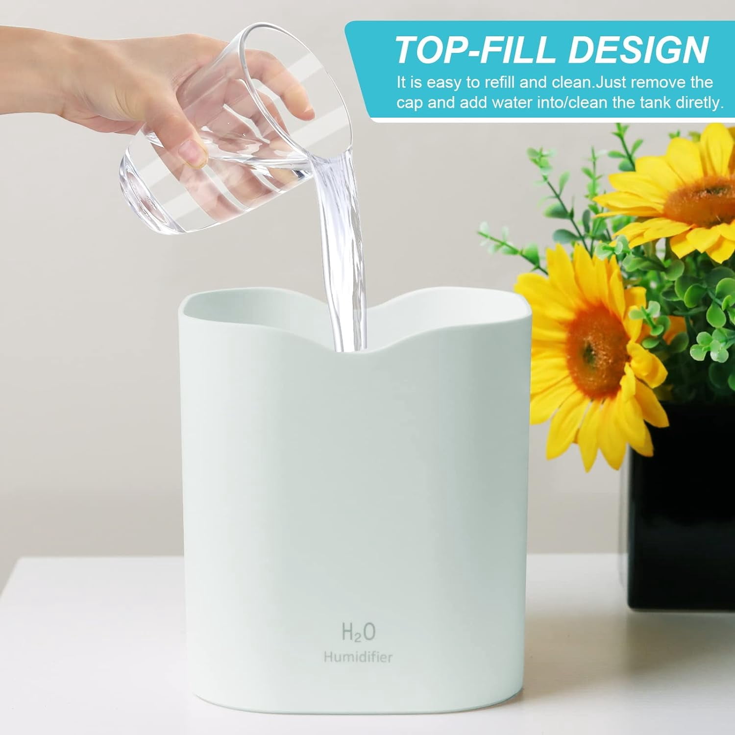 RAPOBRIX 2L Small Cool Mist Humidifier for Bedroom - Portable USB Quiet Ultrasonic with 2 Mist Modes & Colorful Lights