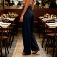 thumbnail image 6 of ZHYou No Boundarie Womens Wide Leg Sweatpants Baggy Fit Elastic High Waist Side Slit Casual Pull On Trousers with Pockets,Navy,Size 2XL, 6 of 6