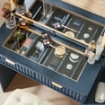 thumbnail image 6 of Fluted Lighted Makeup Vanity Table, Blue Dressing Desk with Charging Station for Living Room, 6 of 7