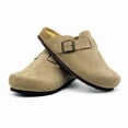 thumbnail image 3 of Kids Suede Clogs for Boys Girls Cork Footbed Sandals Potato Shoes Toddler Slip On Indoor Slippers Classic Outdoor Slipper Mules with Adjustable Buckle, 3 of 7