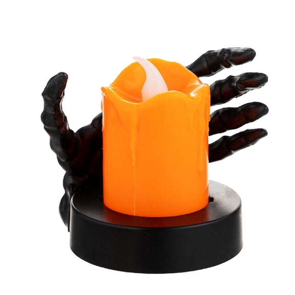 Halloween Electronic Candle Light Luminous Skeleton Hand Decoration Props Mood Scene Arrangement Plastic Glowing Skeleton Candle