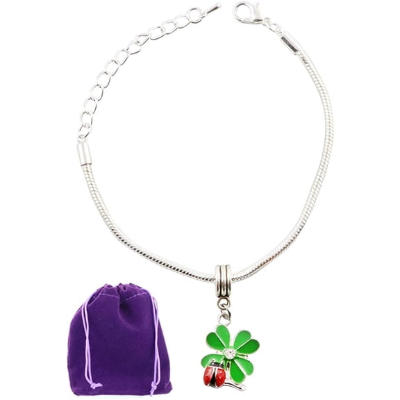Lucky Charm | Good Luck Gifts of Ladybug and Four Leaf Clover Bracelet a Great Good Luck Bracelet and Ladybug Gifts or Four Leaf Clover Good Luck Charm Gifts for Women and Men Compatible with Pandora