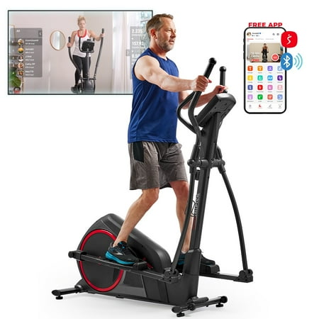 Sunny Health & Fitness Smart Heavy-Duty Elliptical Exercise Machine, Low-Impact Cardio Cross Trainer w Free SunnyFit App via Bluetooth – SF-E323055S